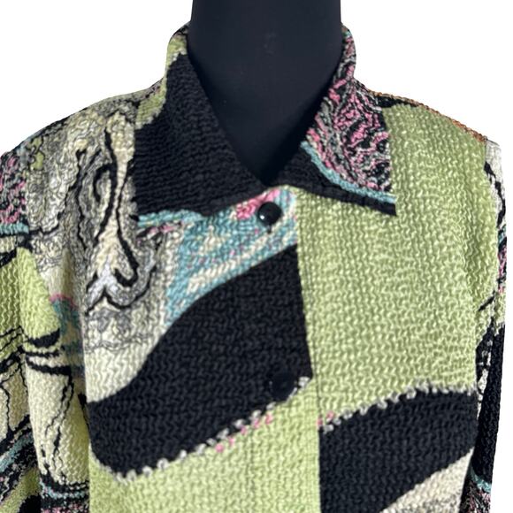 Y2K Crinkle Texture: Bala Bala Abstract Popcorn Knit Jacket (Size Large) - Picture 4 of 13